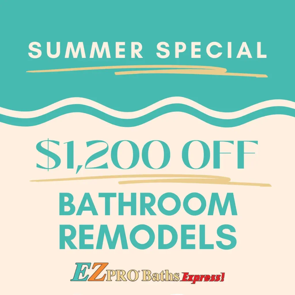 graphic of 1200 dollars off bathroom remodels summer special